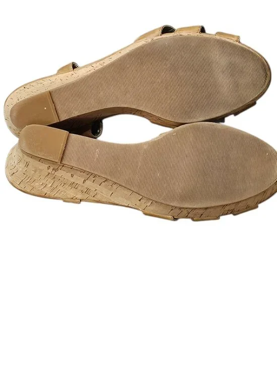 Guess Strappy Kayce Cork Wedge Platform Heel Slingback Sandals Tan Size 11 - Picture 10 of 12